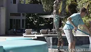 sensual shemale natalie mars seduces the big dick pool guy