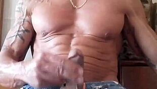 I jerk my big cock to a beautiful ejaculation while masturbating outdoors