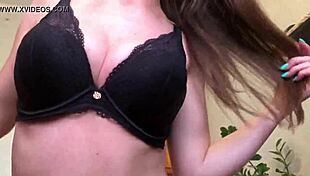 brunette girl masturbates wet pussy in fishnet pantyhose try not to cum