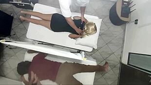 Real footage of masseur banging wife next to clueless husband
