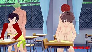 Yaoi mega orgy featuring naruto, deku, bakugou, sieg, shirou, luffy, zoro, inosuke in gay hentai!