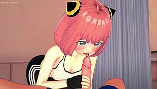 Anya finishes workout and craves big cock in hentai style