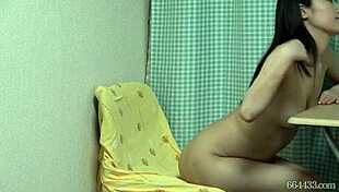 Hidden Camera Captures Naked Yua Takanashi Under Desk Showing Tits and Ass.