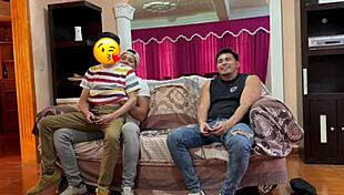 Twink Escapes Salon For Anal Threesome At Home