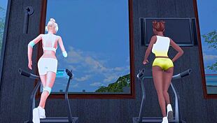 Похотливые лесби-шлюшки грязный секс в зале