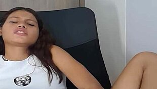 Woman teases pussy with dildo in intriguing scene