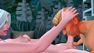 Futanari mistress dominates cuckold husband with deep throat and anal