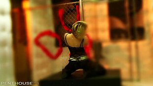 Ash Hollywood, exotic blonde stripper, gets her trimmed pussy fucked hard in cowgirl as clothes rip!