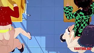 Yaoi mega orgy featuring naruto, deku, bakugou, sieg, shirou, luffy, zoro, inosuke in gay hentai!