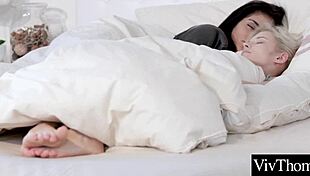 Cute Brunette Lesbian Sucks Clits And Toes In Bedroom