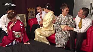 Japanese mature beauty in wild big tits orgy.