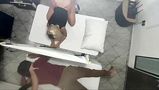 Real footage of masseur banging wife next to clueless husband
