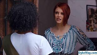 Black and white lesbians kiss passionately!