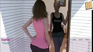 a wife and stepmother enjoy a homemade game. featuring blonde and brunette amateurs.