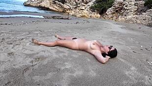 Stranger bangs hairy nudist on beach, whoa!