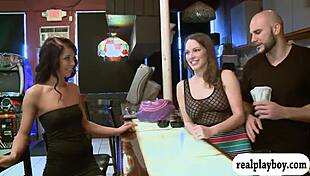 Two pretty women take turns getting pounded for cash