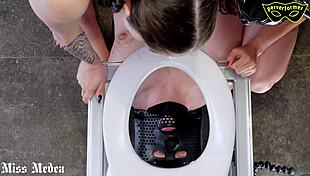 two students dominate with intense toilet humiliation