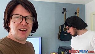 yorkshire geek tricked into blowjob by tattooed brit