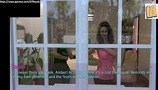 a wife and stepmother enjoy a homemade game. featuring blonde and brunette amateurs.