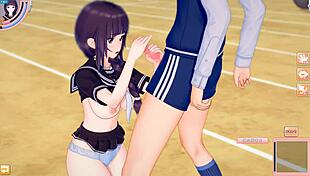 Watch this anime JK get her big tits massaged and sucked.