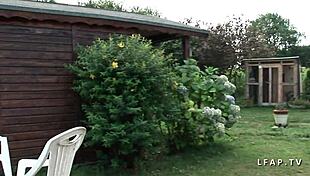 cindy picardie gets gravely sodomized in the garden by a french guy, outdoor anal sex