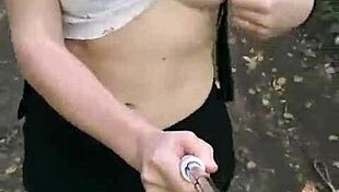 Public Erotica with Anna Mole Showing Gorgeous Small Breasts in Nature. Short Shorts and T-Shirt Turn Heads Outdoors!