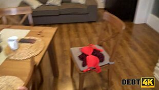 debt4k pregnant woman with red hair spreads legs for collector