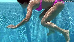 Hot Russian Jessica Lincoln Strips Bikini For Tight Body Show In Pool