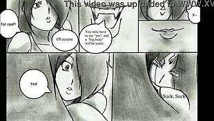 Giantess grows huge tits in animated hentai comic