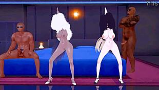 Asuna and Karin in MMD Animation Scene