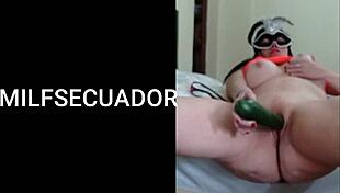 latina milf uses cucumber for solo fun