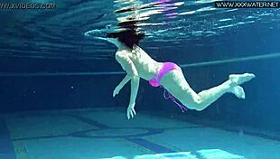 Hot Russian Jessica Lincoln Strips Bikini For Tight Body Show In Pool