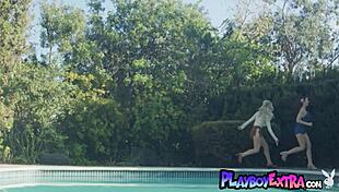 Hot Lesbians Charly Summer And Jazlyn Ray Play Tig By The Pool Outdoor With Big Tits And Pussy