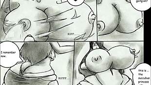 Giantess grows huge tits in animated hentai comic