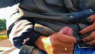 Naughty Hotwife Jerking Off Publicly Until Cum