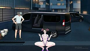 shameless milf exhibitionist shows off big tits and ass in hentai anime