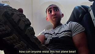 I step into naughty public feet fetish with gay dad on flight