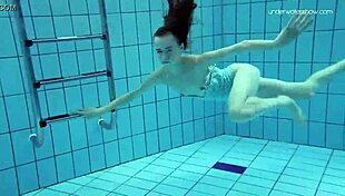 Striped swimsuit teen anna netrebko strips by the pool