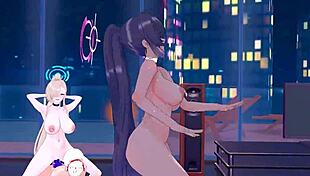 Asuna and Karin in MMD Animation Scene