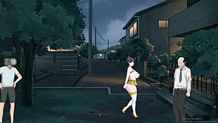 shameless milf exhibitionist shows off big tits and ass in hentai anime