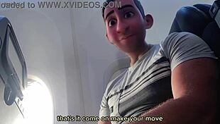 I step into naughty public feet fetish with gay dad on flight