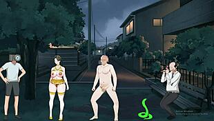 shameless milf exhibitionist shows off big tits and ass in hentai anime