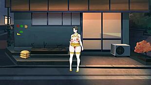 shameless milf exhibitionist shows off big tits and ass in hentai anime