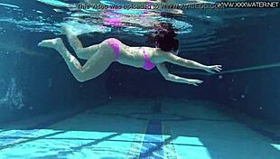 Hot Russian Jessica Lincoln Strips Bikini For Tight Body Show In Pool