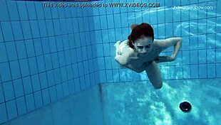 Striped swimsuit teen anna netrebko strips by the pool