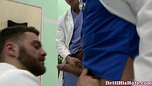 Powerful hunk dominates muscular ass in gay threesome bondage