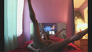 alyx fox shemale rocks her dildo in wild solo play.