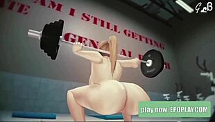 Anime girl strips nude at the gym 3d 😏