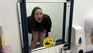 Cheating Boss Receives Surprise Facial in Pub Toilets. She Swallows Cum with Big Natural Tits Exposed.
