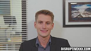 Wow, deepthroat action in the office with big cocks 😏